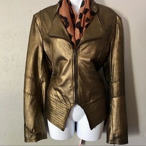 Holiday Gala Gold/Bronze Leather Jacket by Reba